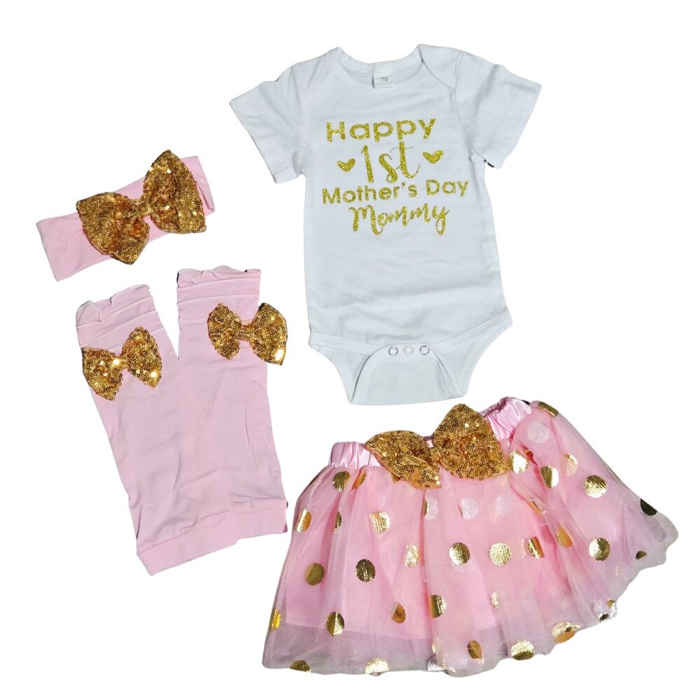 New Baby Girl 5-Piece Outfit “Happy First Mother’s Day Mommy” | Size 0-3 Months